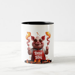 Taza Bicolor Jefe de barbacoa - Parrillada divertida de papá de