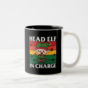 Taza Bicolor Jefe Elf A Cargo - Cute Navidad Elf