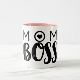 Taza Bicolor JEFE MAMÁ Tipografía moderna de letra Script Chic 