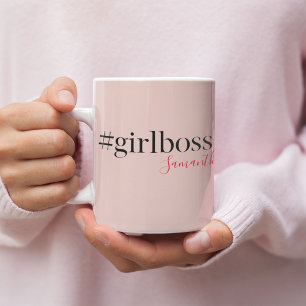 Taza Bicolor Jefe y nombre de Chica rosado moderno   mejor rega