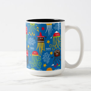 Taza Bicolor Jellyfish and Octopus