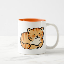 Taza Bicolor jengibre mullido lindo y gato blanco