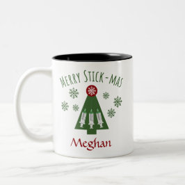Taza Bicolor Jeringa de árbol de navidad con toque personal