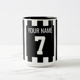 Taza Bicolor Jersey blanco y negro de fútbol