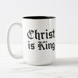 Taza Bicolor Jesucristo es Rey Arte Grunge Gothic Blackletter