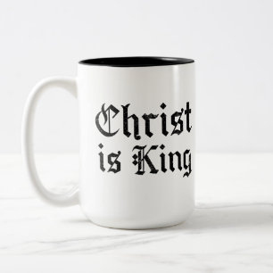 Taza Bicolor Jesucristo es Rey Arte Grunge Gothic Blackletter