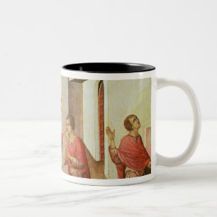 Taza Bicolor Jesús abre los ojos de una persiana nacida hombre