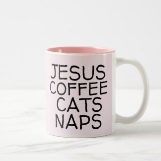 TAZA BICOLOR JESUS COFFEE CATS NAPS CAT COFFEE MUGS