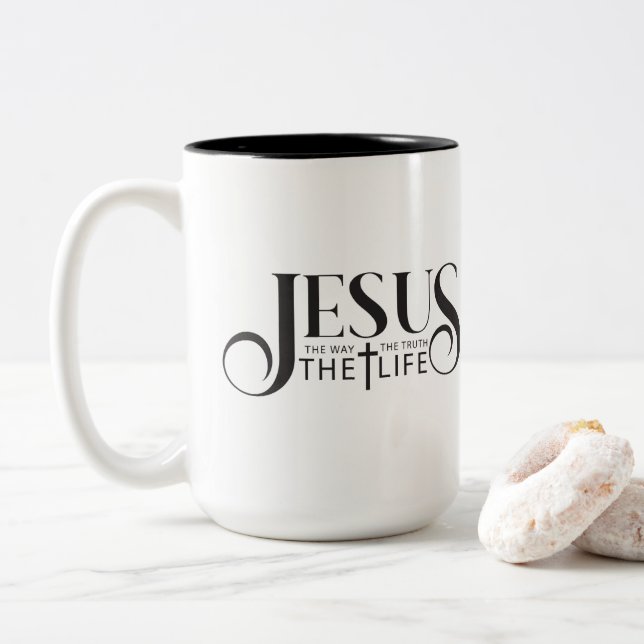 Taza Bicolor Jesus Coffee Mug (Con donut)