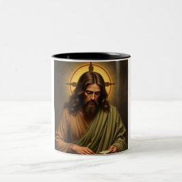 Taza Bicolor Jesús Contemplador con un Halo