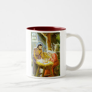 Taza Bicolor Jesús en la natividad del navidad del pesebre