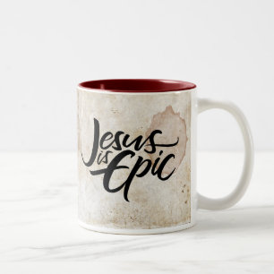 Taza Bicolor Jesús es rojo cristiano de la caligrafía de las
