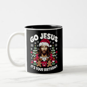 Taza Bicolor Jesús es tu dulce Navidad feo de cumpleaños