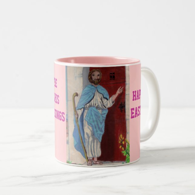 TAZA BICOLOR JESUS KNOCKS EASTER (Anverso derecho)