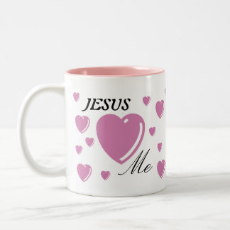 Taza Bicolor JESÚS me ama - rosa
