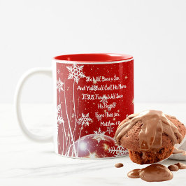 Taza Bicolor Jesús Nacimiento NavidadArte de Mug Rojo/Blanco