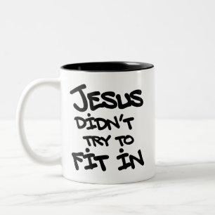 Taza Bicolor Jesús No Traté de Encajar Graffiti Grunge Divertid
