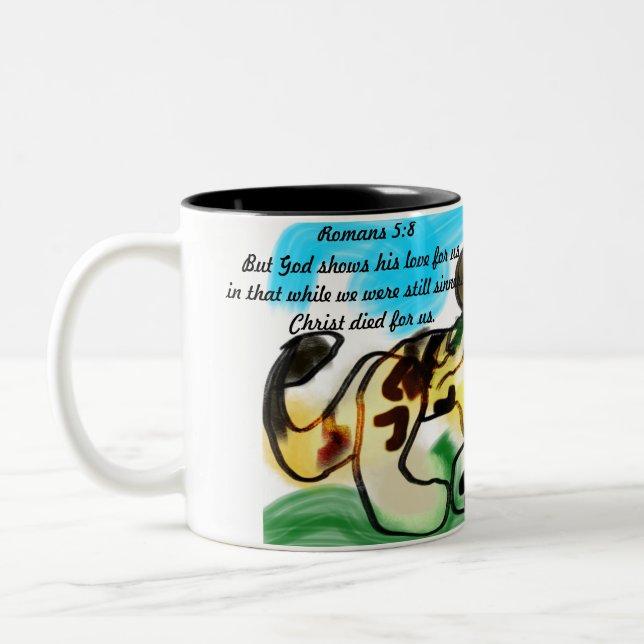 Taza Bicolor jesus nos ama (Izquierda)