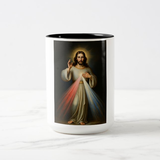 Taza Bicolor Jesus of the Divine Mercy Coffee Mug (Centro)