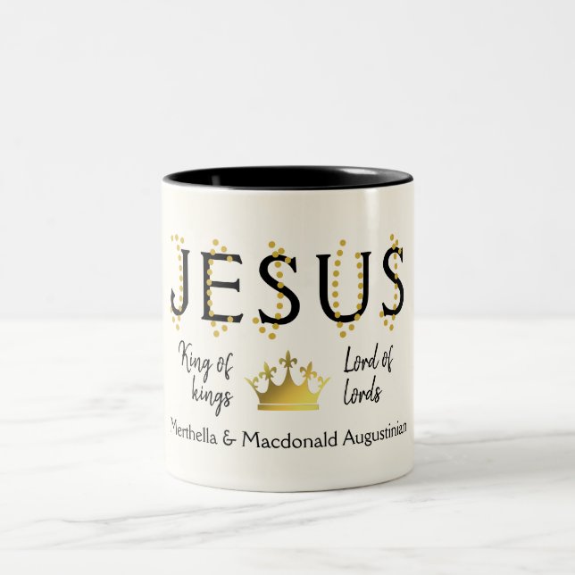 Taza Bicolor JESUS Personalizado Rey de Reyes Cristiano (Centro)