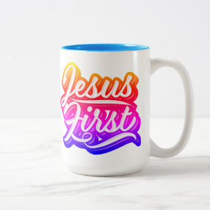 Taza Bicolor Jesús Primero Colores Brillantes