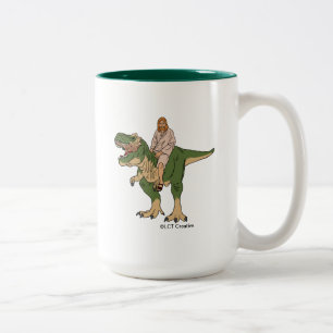 Taza Bicolor Jesus Riding T-Rex