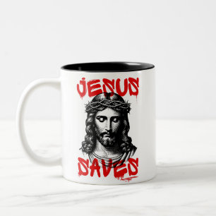 Taza Bicolor Jesús salva el estilo del graffiti