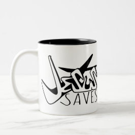 TAZA BICOLOR JESUS SAVES GRAFFITI