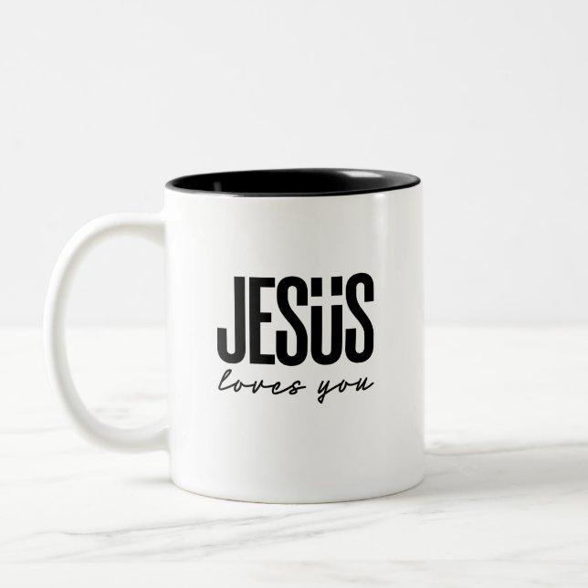TAZA BICOLOR JESUS TE AMA | CRISTIANO (Izquierda)