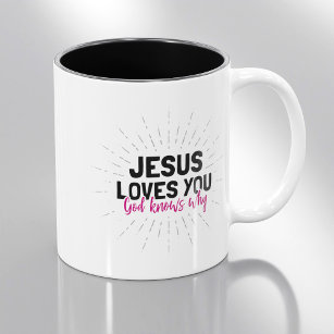 Taza Bicolor Jesús Te Ama - Dios sabe por qué café Mug