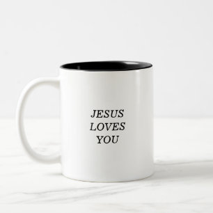 Taza Bicolor Jesús Te Ama La Fe Cristiana Cita Café Mug