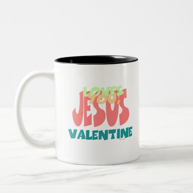 TAZA BICOLOR JESÚS TE AMA, VALENTINE (Izquierda)
