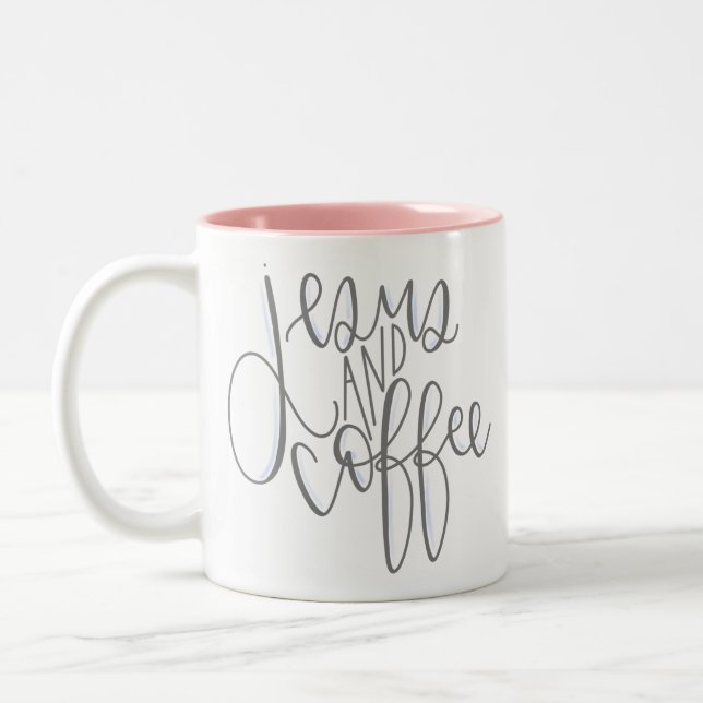 Taza Bicolor Jesús y café (Izquierda)