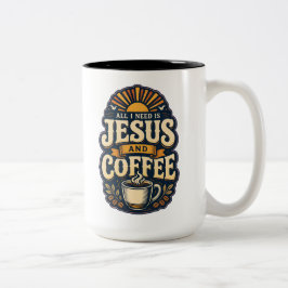Taza Bicolor Jesús y Café Fe Cristiana Amante del Café 