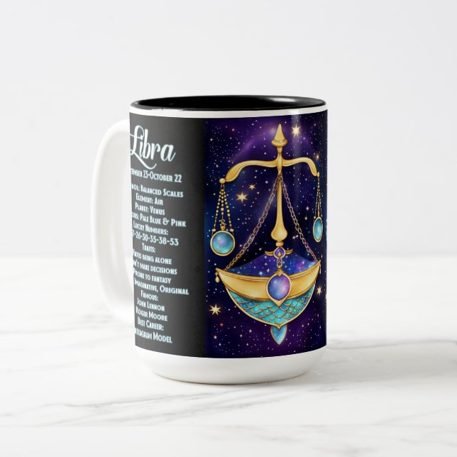 Taza Bicolor Jewel Galaxy Zodiac Libra personalizada (Anverso izquierdo)