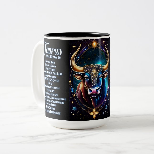 Taza Bicolor Jewel Galaxy Zodiac Taurus personalizado (Anverso izquierdo)
