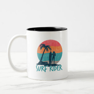 Taza Bicolor Jinete de surf-montando las olas-surf-big wave