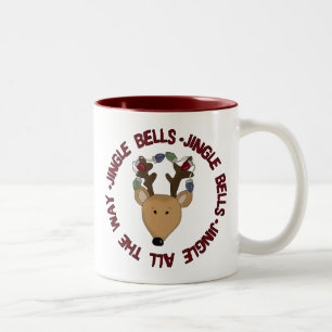Taza Bicolor Jingle Bells con renos camisetas y regalos