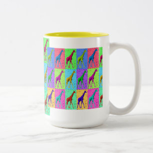 Taza Bicolor Jirafa que camina de Popart del arte pop