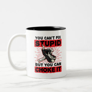 Taza Bicolor Jiu Jitsu no se puede arreglar estúpido pero se p