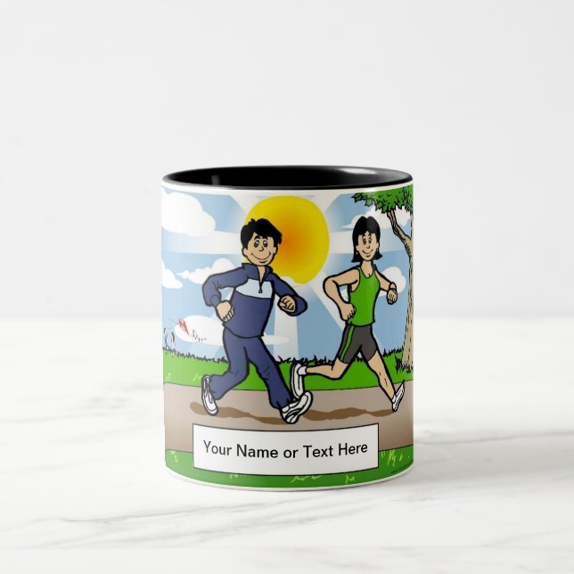 Taza Bicolor Jogger Runner- Couple Cartoon by PrintedPerfection (Centro)