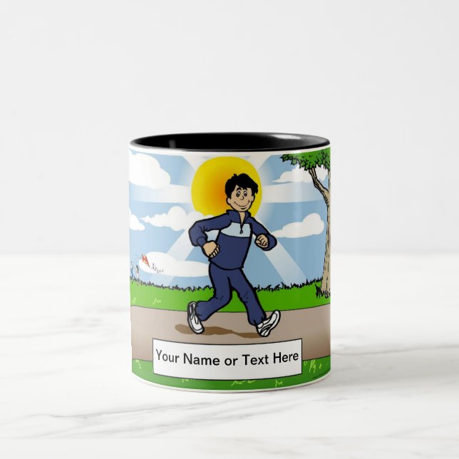 Taza Bicolor Jogger, Runner - Male Cartoon by PrintedPerfection (Centro)