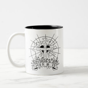 Taza Bicolor John 16:33 mug