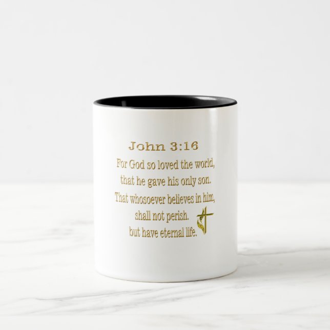 Taza Bicolor John 3:16 artículos (Centro)