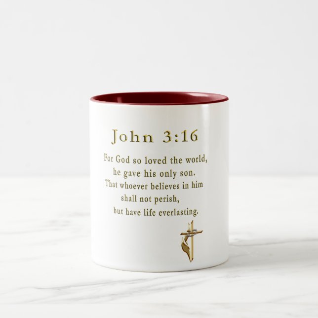 Taza Bicolor John 3:16 regalos cristianos (Centro)