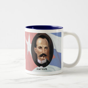 Taza Bicolor José Martí con bandera cubana