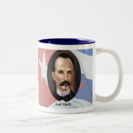 Taza Bicolor Jose Marti sobre la bandera cubana