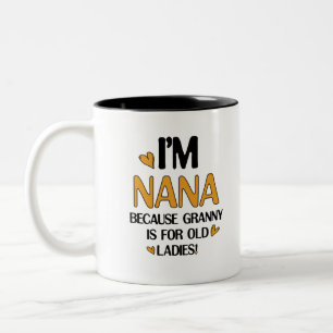 Taza Bicolor Joven Nana Gráfica Nana Clipart Diseño Arte Abuelo