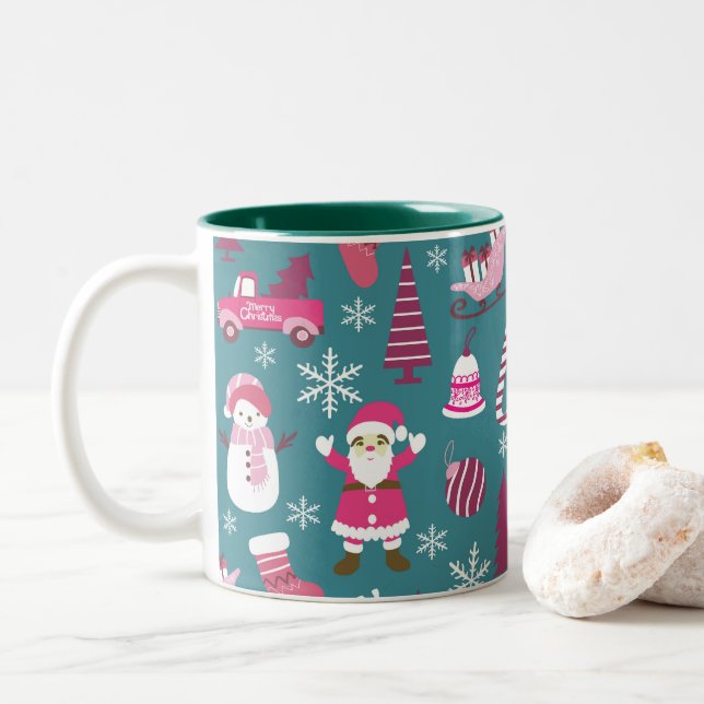 Taza Bicolor Joy Navidades Turquoise (Con donut)
