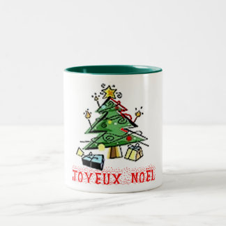 Taza Bicolor joyeux noel navidad árbol mug